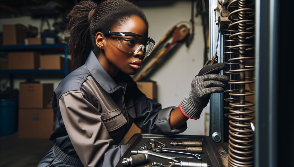 Expert garage door technician at work